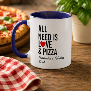 Caneca Tudo o que Você Precisa É Amor e Guardanapos de Pi
