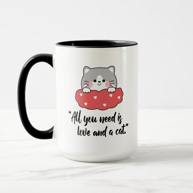 Caneca Tudo o que Você Precisa É Amor e um Gato –  (Esquerda)