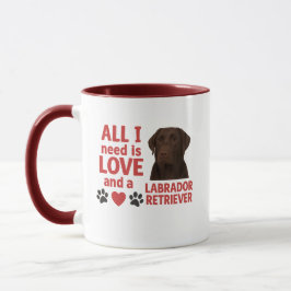 Caneca Tudo que preciso é amor e um labrador marrom