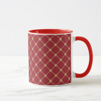 Caneca Tudor Red e Dourado Padrão de Cruzamento de Crises