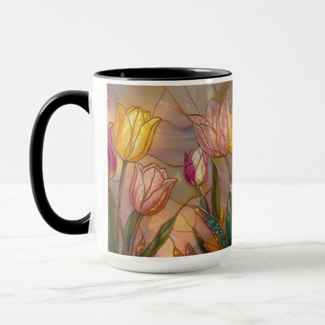 Caneca Tulipa de Vidro Colorido: Arte Floral (Esquerda)