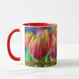 Caneca Tulipas de flores de jardim Eu amo meu jardim pess