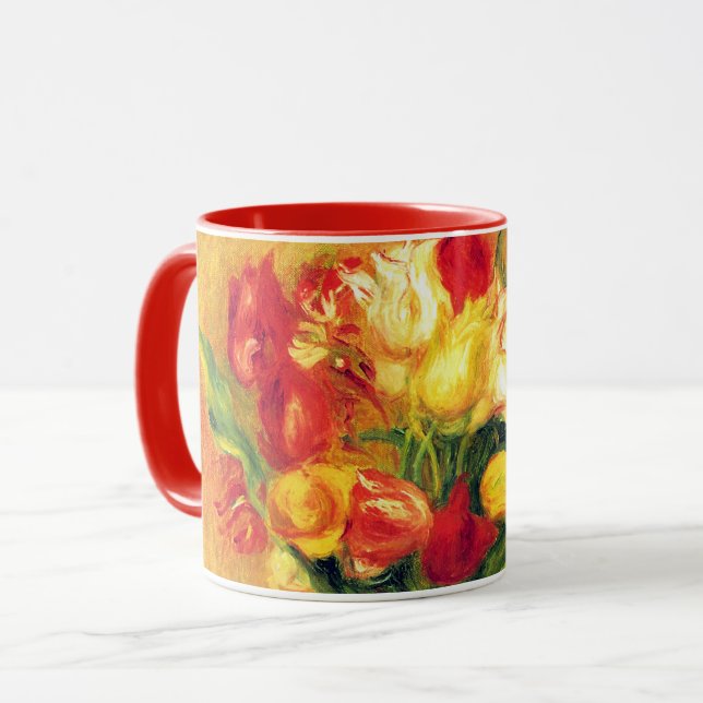 Caneca Tulipas de Pierre Renoir, Impressionismo Vintage A (Frente Esquerda)