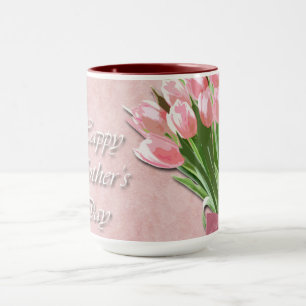 Caneca Tulipas do Dia de as mães Feliz