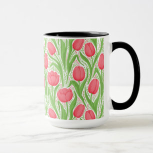 Caneca Tulipas em vermelho e verde