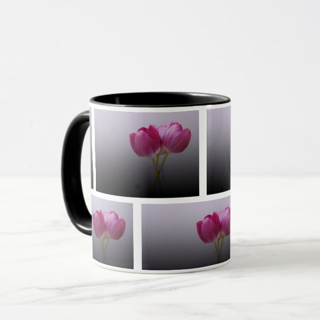 Caneca Tulipas frescas cor-de-rosa - Arte Floral Elegante (Frente Esquerda)