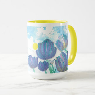 Caneca Tulipas na aquarela do sol