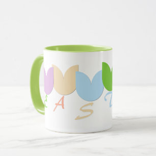 Caneca Tulipas Primavera, Personalização de Nomes de 6 Le
