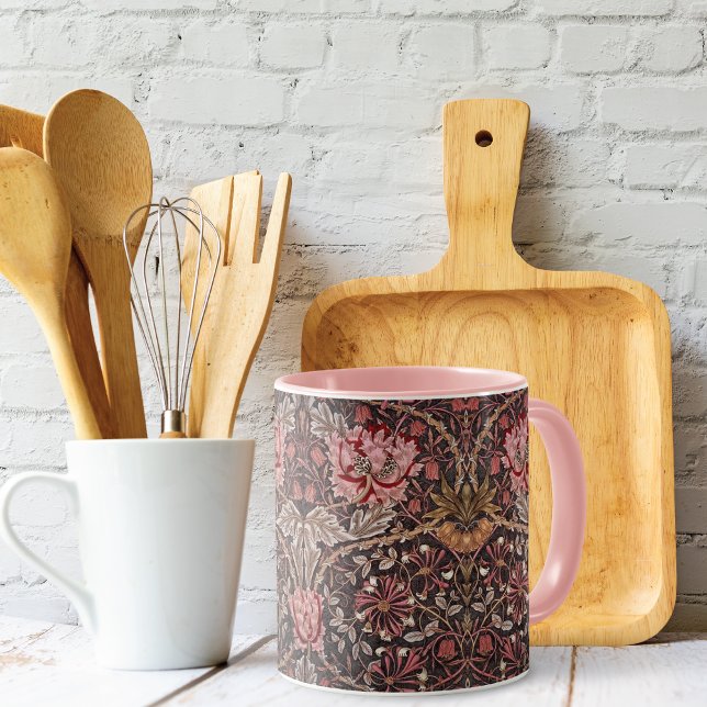 Caneca Tulipas Rosa Honeysuckle William Morris (Criador carregado)