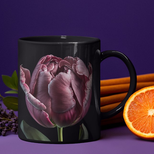 Caneca Tulipas Roxas Elegantes Mug 15 ou 18 oz (Designed for those who appreciate the finer things in life.)