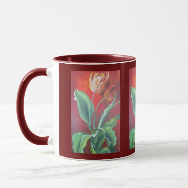 Caneca Tulipas Vermelhas e Amarelas Artísticas (Esquerda)