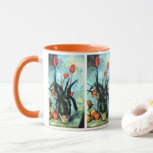Caneca Tulips em um vaso de Paul Cezanne, Vintage Art