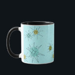 Caneca Tumba de gelados atômicos de ovo de Robin<br><div class="desc">Este padrão atômico Icônico Azul de Ovo da Robin apresenta rajadas atômicas icônicas. Isso mesmo! A antiga escola, o fundo azul de ovo de robin com manchas de ouro é o pano de fundo perfeito para a vibrante turquesa, o aipo de salmoura e os círculos verde cor de pera da...</div>