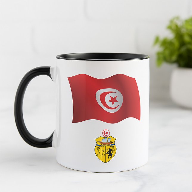 Caneca Tunísia Bandeira e Casaco de Armas Patriótica Tuni (Criador carregado)