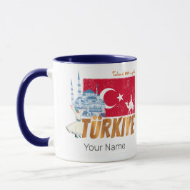 Caneca Türkiye Istambul Vintage Flag Turquia Souvenir