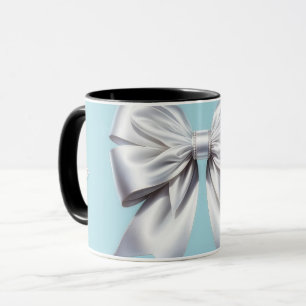 Caneca Turquesa Azul de Ovo de Robin Laço Branco Grande N