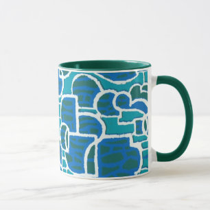 Caneca Turquesa, Blue, Green White Coffee Mug