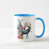 Turquesa Deer na Floresta Mushroom