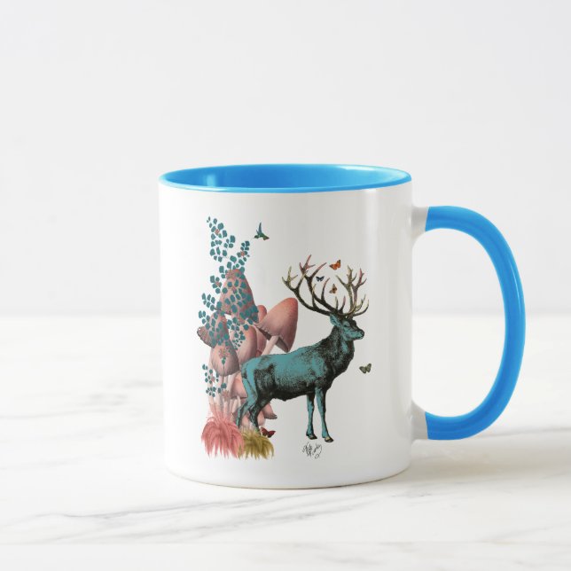 Caneca Turquesa Deer na Floresta Mushroom (Direita)