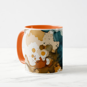 Caneca Turquesa Elegante e design abstrato Dourado