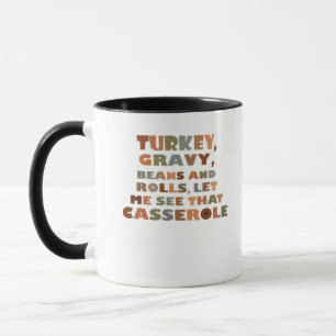 Caneca Turquia Rolls Casserole, Ação de Graças Retro Funn
