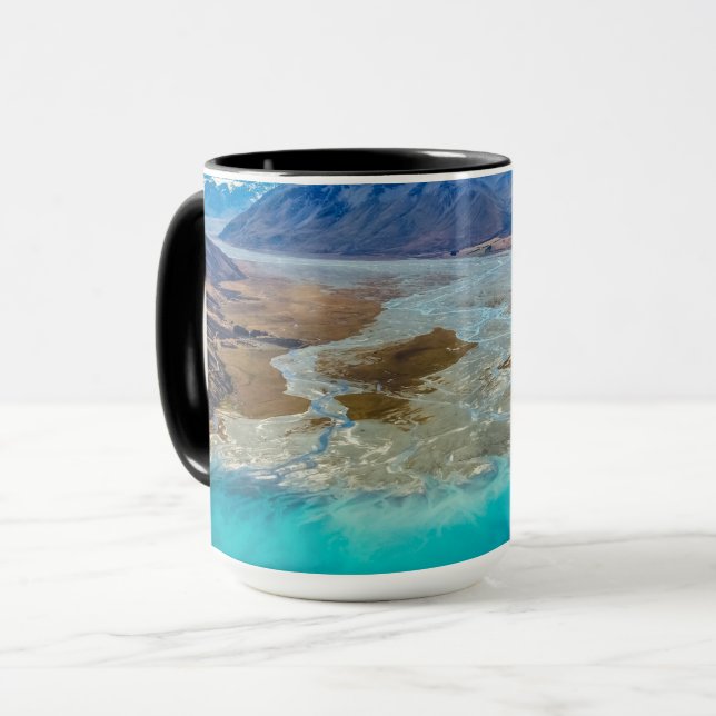 Caneca Turquoise Lake Tekapo Southern Alps Panorama Foto (Frente Esquerda)