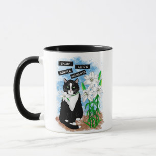 Caneca Tuxedo Cat e Lily Cotação Inspirativa