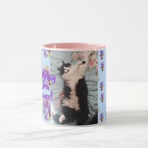Caneca Tuxedo Gato Engraçado Dança Feliz Aniversário Mug 