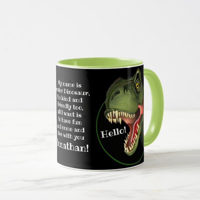 Caneca Tyrannosaurus Rex Dinosaur Mug Personalizado (Frente Esquerda)