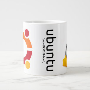 Caneca Ubuntu com logotipo, pronúncia e Tux