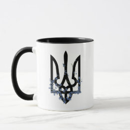 Caneca Ucrânia. Brasão de Armas. Tridente. Truzyb.