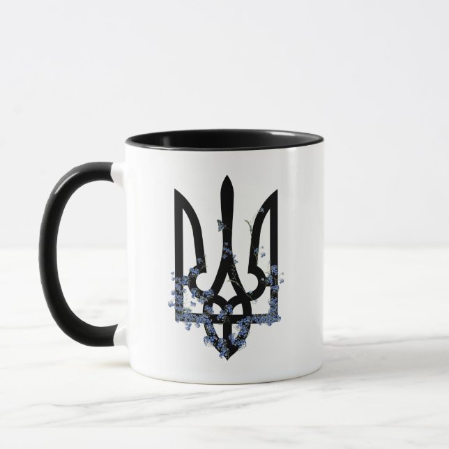 Caneca Ucrânia. Brasão de Armas. Tridente. Truzyb.  (Esquerda)