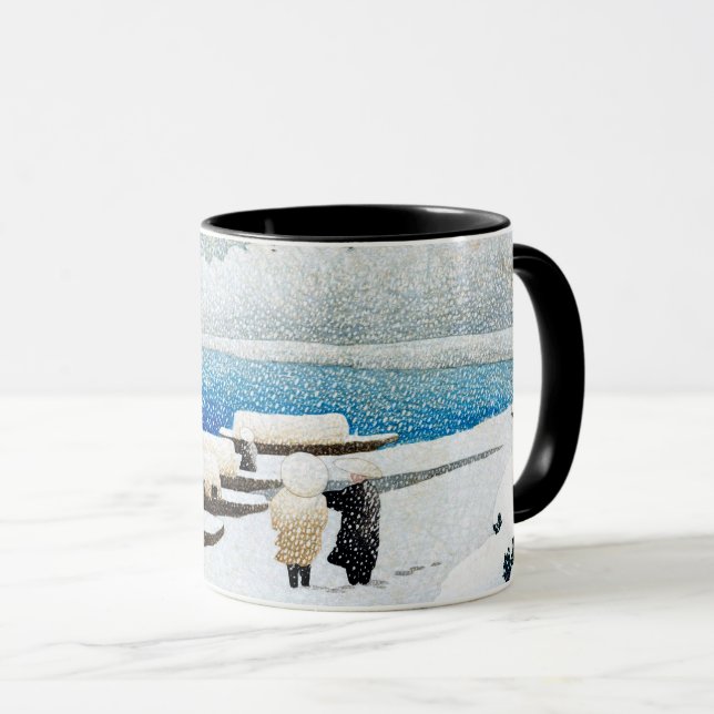 Caneca ukiyoe [hasui] C27 Amanohashidate em neve (Frente Esquerda)