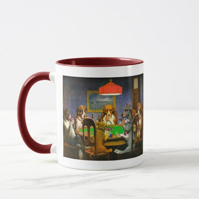 Caneca Um Amigo em Necessidade Cães Jogando Poker Engraça (Esquerda)