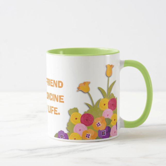 Caneca Um amigo fiel floral (Direita)