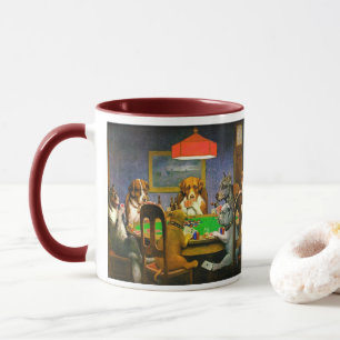 Caneca Um Amigo na Necessidade Cães Jogando Poker Engraça