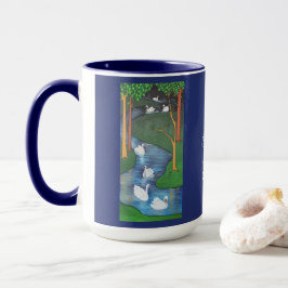 Caneca Um Bando de Sete Cisnes a Nadar