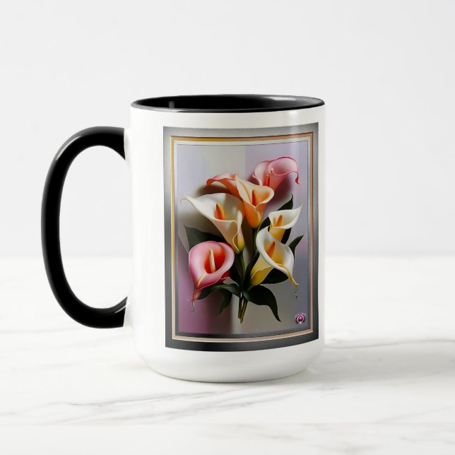 Caneca Um Blossomo De Lírios De Calla Em Cores De Pastel (Esquerda)