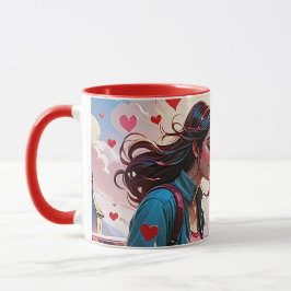 Caneca Um casal apaixonado por corações voadores - Coffee