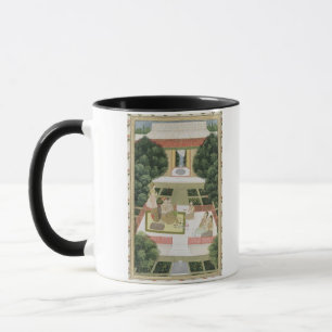 Caneca Um casal em um jardim que escuta a música com