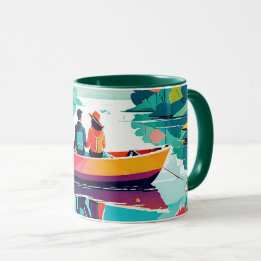 Caneca Um casal num barco num lago - Mug de café