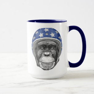Caneca Um cavaleiro da motocicleta do chimpanzé