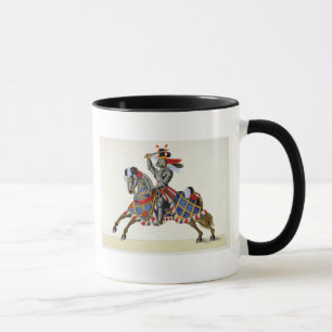 Caneca Um cavaleiro em um competiam, placa 'de uma