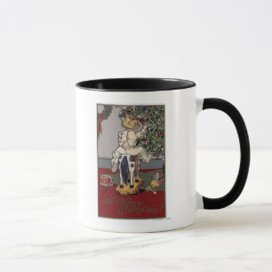 Caneca Um ChristmasKid alegre em um cavalo de balanço
