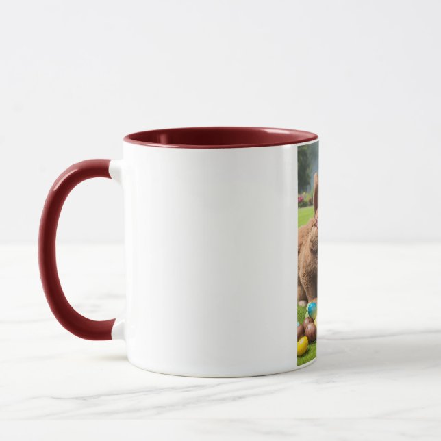 Caneca Um Coelhinho De Páscoa Bonito Com Óculos (Esquerda)