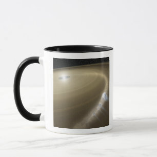 Caneca Um cometa que está sendo rasgado aos fragmentos e