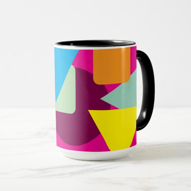 Caneca Um Design Geométrico com Estilo Retro (Frente Esquerda)