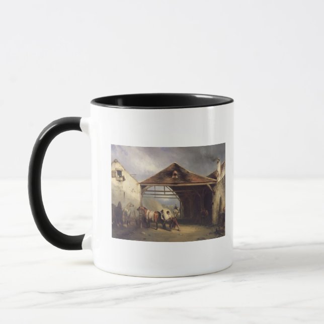 Caneca Um Farrier que calça um cavalo (Esquerda)
