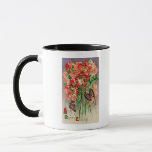 Caneca Um felz pascoa com as flores principais das