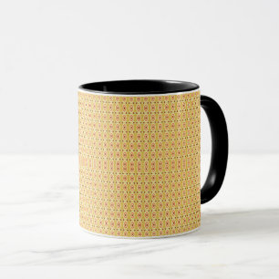 Caneca um fundo laranja e amarelo com círculos